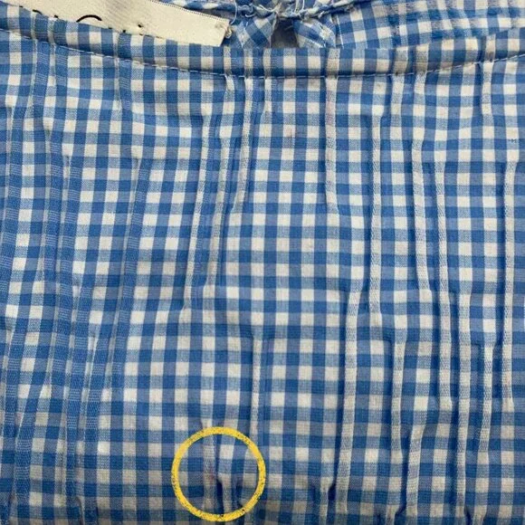 Sara Campbell Ruffle Tiered Tunic Top Blouse S Blue Gingham Bell Sleeve - Picture 8 of 14